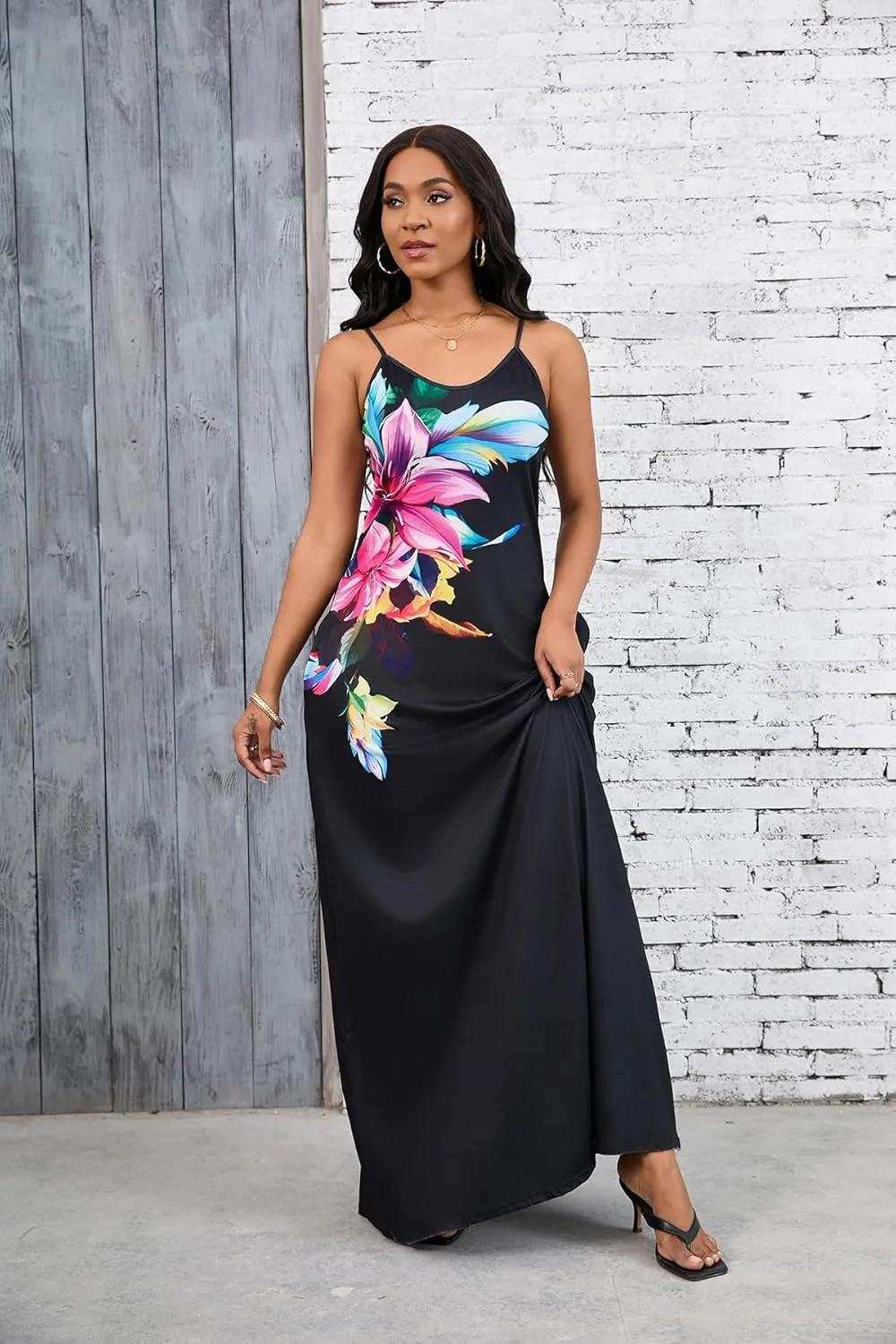 Maxi Dress for Women 2025 Plus Size Summer Casual Sexy Floral Sleeveless Vacation Long Sundresses with Pockets