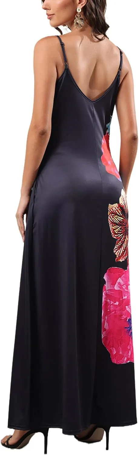 Maxi Dress for Women 2025 Plus Size Summer Casual Sexy Floral Sleeveless Vacation Long Sundresses with Pockets