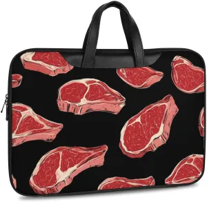 Meat Red Steaks Leather Bag Laptop Case Slim Water Resistant Computer Bags with Handle Briefcase for Work