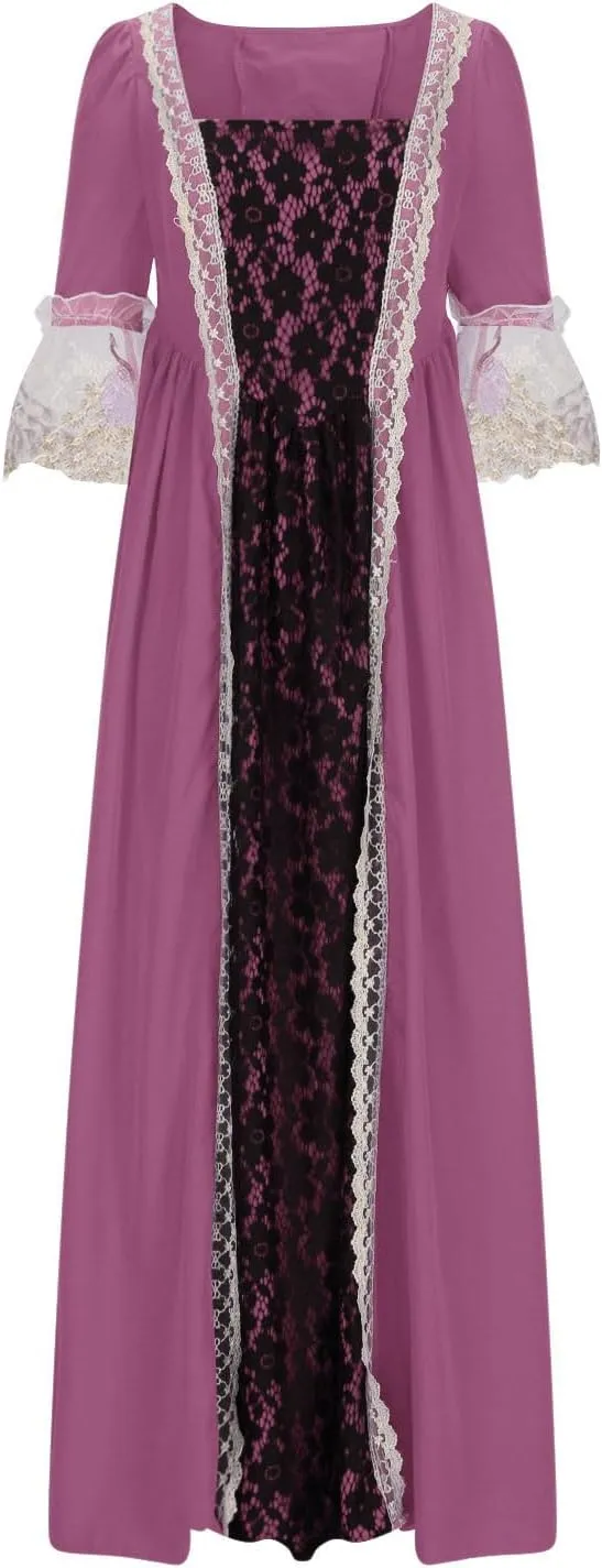 Medieval Dress for Women Plus Size Victorian Medieval Renaissance Ball Gown Costumes Halloween Gothic Witch Dress