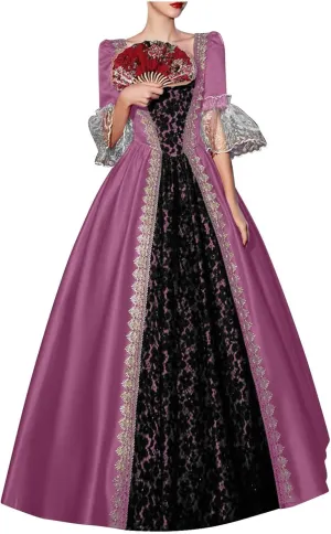 Medieval Dress for Women Plus Size Victorian Medieval Renaissance Ball Gown Costumes Halloween Gothic Witch Dress