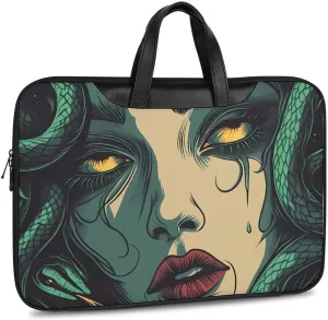 Medusa Greek Mythology Leather Bag Laptop Case Slim Water Resistant Computer Bags with Handle Briefcase for Work