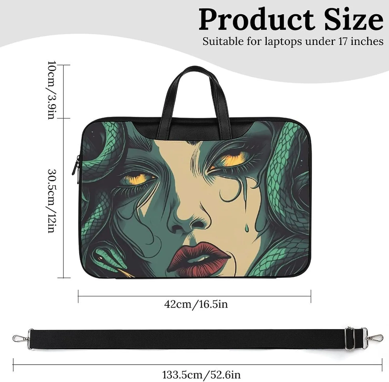Medusa Greek Mythology Leather Bag Laptop Case Slim Water Resistant Computer Bags with Handle Briefcase for Work
