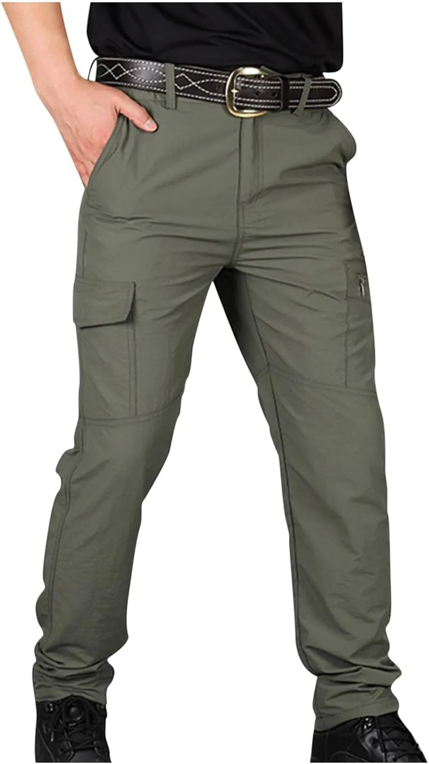 Men Cargo Pants Casual Outdoor Straight Leg Pants with Multiple Pockets Slim Fit Pants Fashion Trousers Hiking Pants