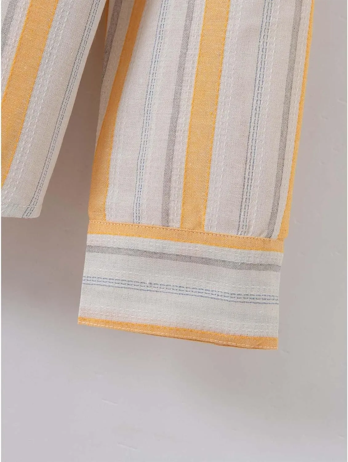 Men Cotton and Linen Shirt Button Down Lapel Striped Printed Long Sleeve Blouse Tops Casual Soft Slim Fit Shirts