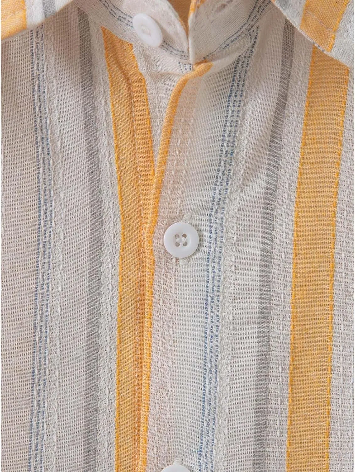 Men Cotton and Linen Shirt Button Down Lapel Striped Printed Long Sleeve Blouse Tops Casual Soft Slim Fit Shirts