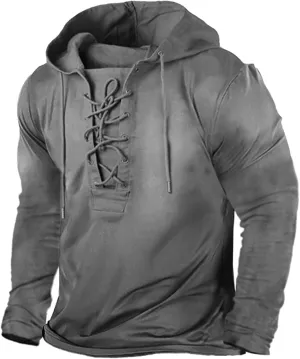 Mens American Flag Hoodie Military Tactical Hooded Sweatshirt for Men Outdoor Graphic Printed Laceup Pullover Shirt