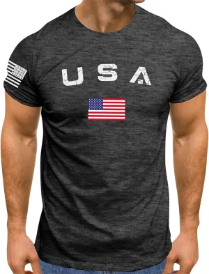 Men's American USA Flag Patriotic T-Shirts 4th of July Shirts Graphic Tees Summer Short Sleeve Workout Shirt