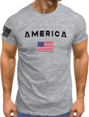 Men's American USA Flag Patriotic T-Shirts 4th of July Shirts Graphic Tees Summer Short Sleeve Workout Shirt