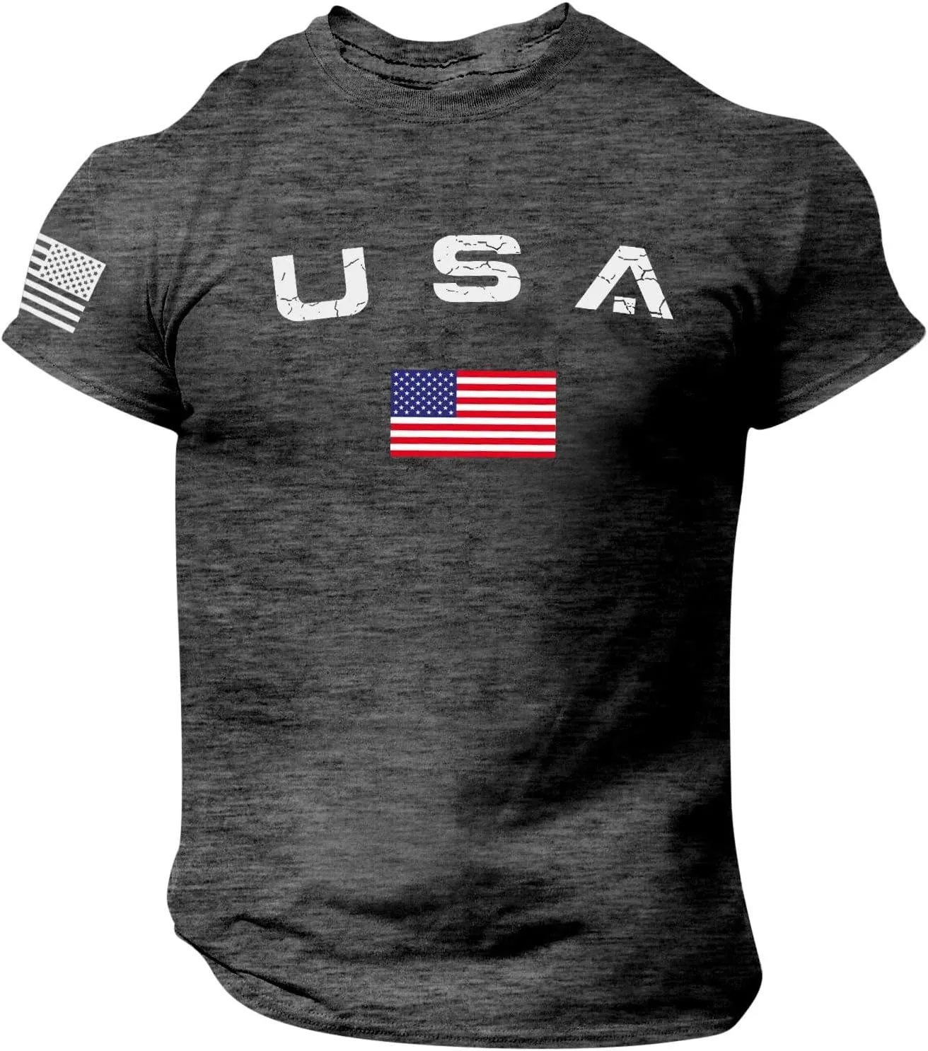 Men's American USA Flag Patriotic T-Shirts 4th of July Shirts Graphic Tees Summer Short Sleeve Workout Shirt