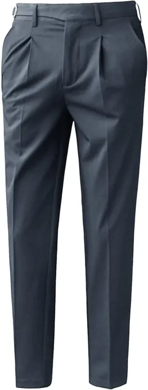 Men's Athletic-Fit Casual Stretch Pant Slim Fit Flat-Front Pants Loose Suit Pants Business Trousers Chino Pant (29,Grey)