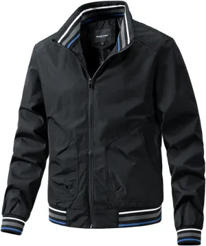 Men's Bomber Jacket Lightweight Full Zip Up Windbreaker Slim Fit Casual Spring Fall Jackets with Pockets for Men