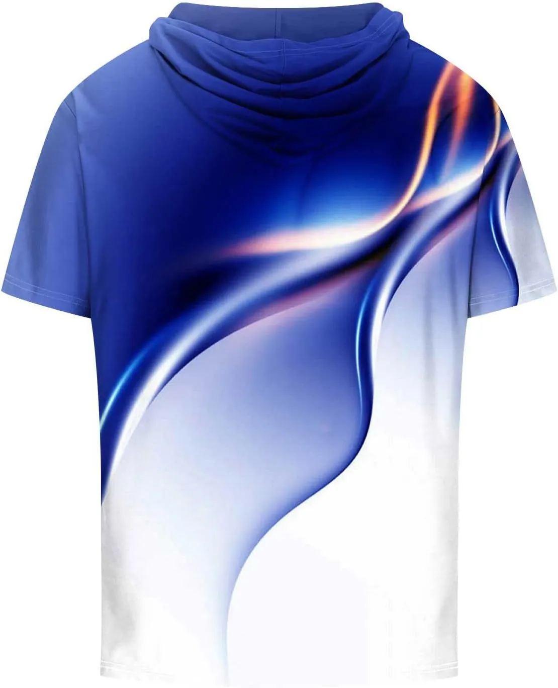 Mens Boys Light Weight Short Sleeve Hoodie Casual Pullover Hooded T-Shirt 3D Line Colorful Graphic Printed Casual Shirts