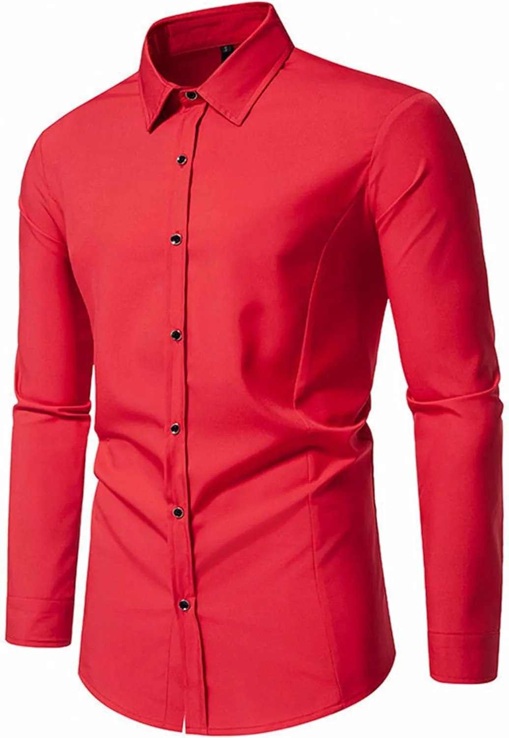 Men's Business Double-Breasted Slim Fit Shirt Classic Cruise Long Sleeve Dress Shirt Collared Shirt for Prom