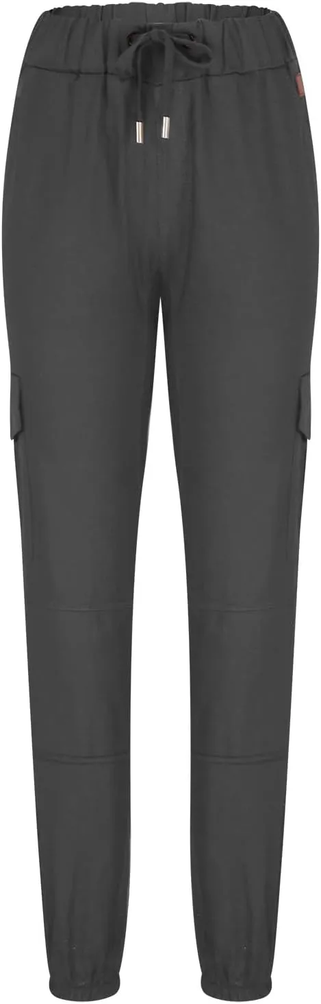 Mens Cargo Pants Slim Fit Drawstring Stretch Joggers Tapered Causal Fashion Solid Athletic Sweatpants Fall Trousers