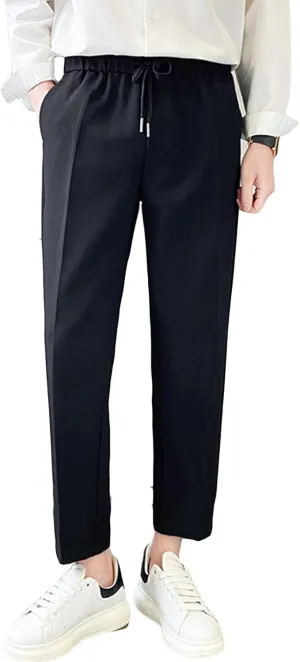 Men'S Casual Pants Chino Pant Slim Fit Drawstring Athletic Dress Pant Skinny Flex Flat Front Straight Fit Pant (3X-Large,Black)