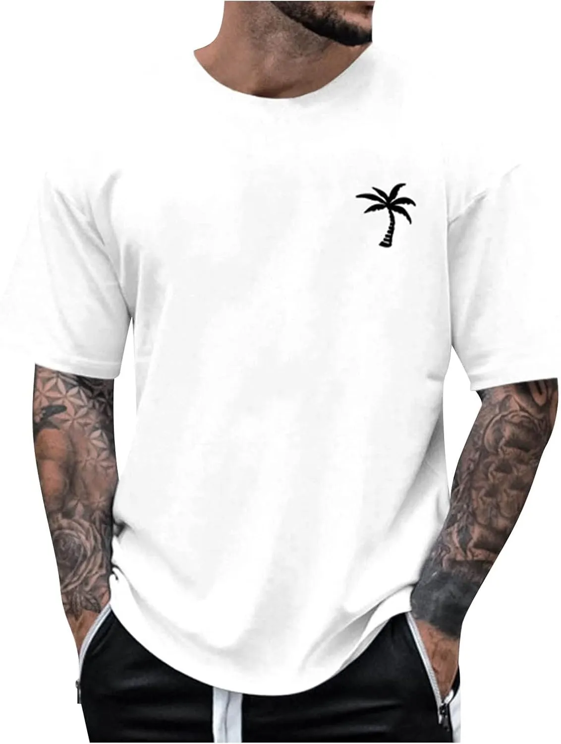 Mens Casual Shirts Graphic Round Neck Short Sleeve Loose Summer Fashion T-Shirt