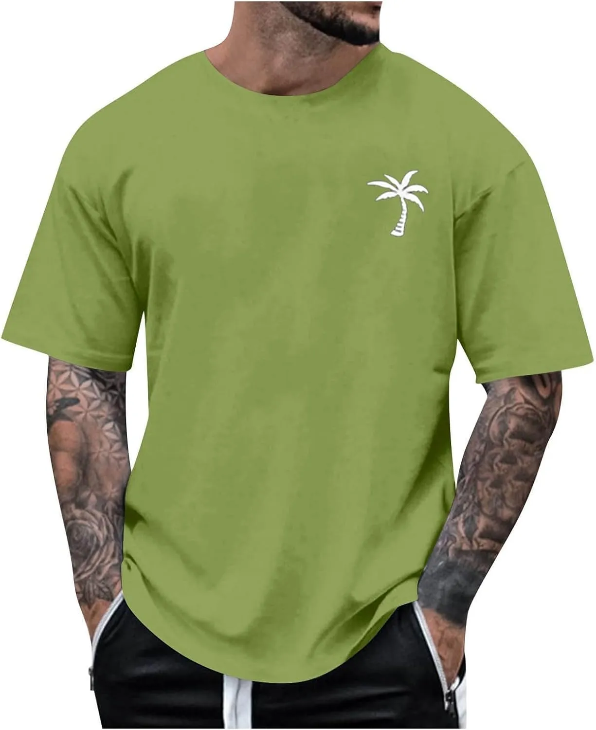 Mens Casual Shirts Graphic Round Neck Short Sleeve Loose Summer Fashion T-Shirt