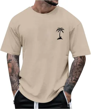 Mens Casual Shirts Graphic Round Neck Short Sleeve Loose Summer Fashion T-Shirt