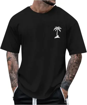 Mens Casual Shirts Graphic Round Neck Short Sleeve Loose Summer Fashion T-Shirt