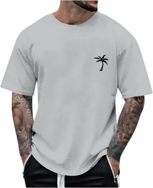 Mens Casual Shirts Graphic Round Neck Short Sleeve Loose Summer Fashion T-Shirt