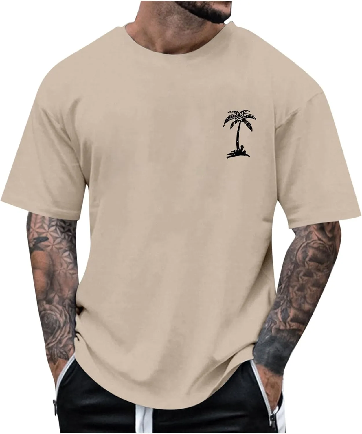 Mens Casual Shirts Graphic Round Neck Short Sleeve Loose Summer Fashion T-Shirt