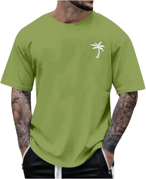 Mens Casual Shirts Graphic Round Neck Short Sleeve Loose Summer Fashion T-Shirt