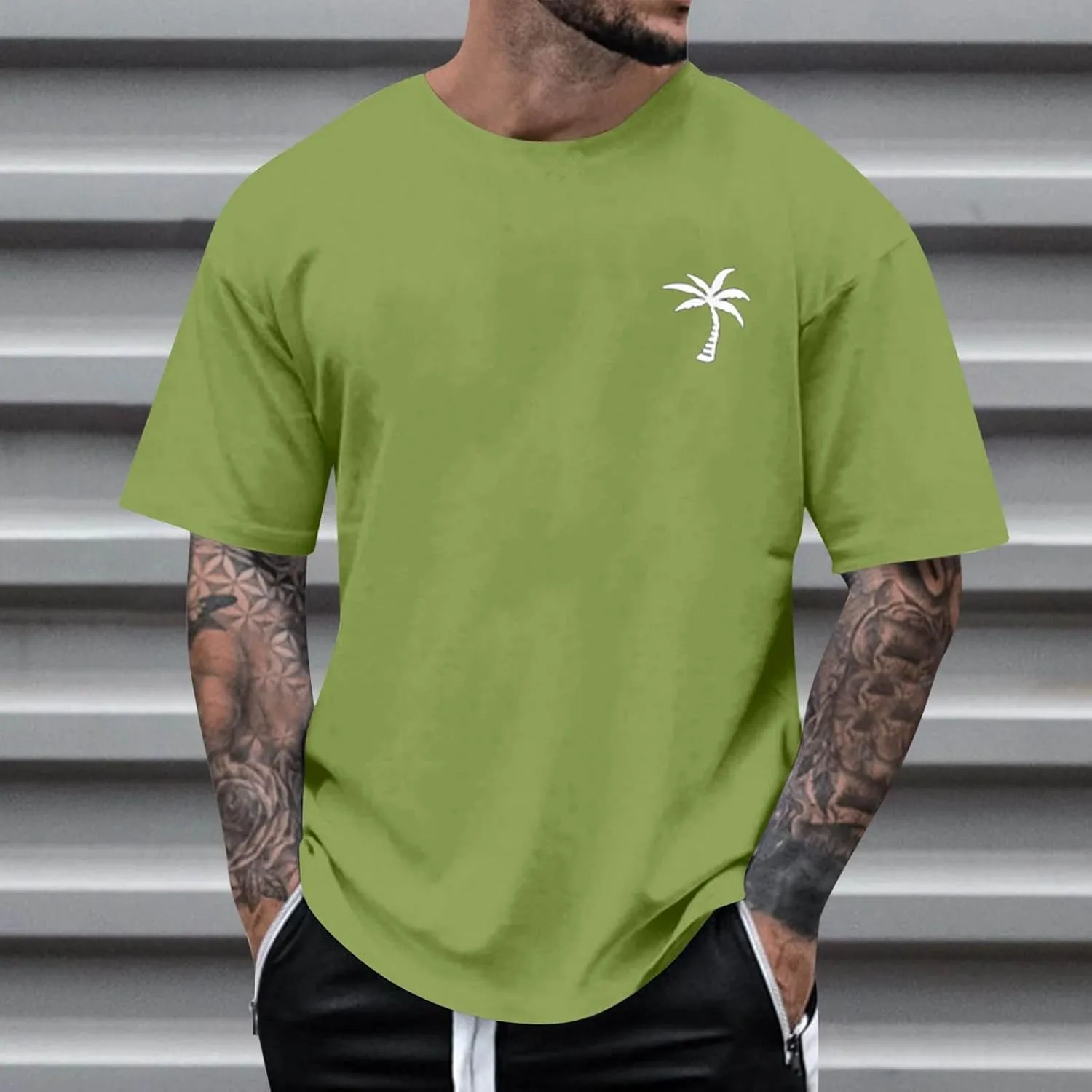 Mens Casual Shirts Graphic Round Neck Short Sleeve Loose Summer Fashion T-Shirt