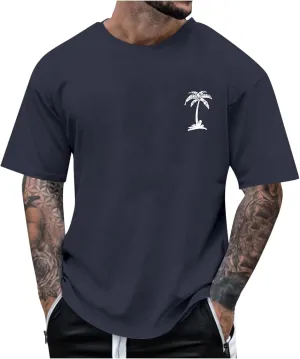 Mens Casual Shirts Graphic Round Neck Short Sleeve Loose Summer Fashion T-Shirt