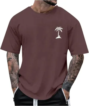 Mens Casual Shirts Graphic Round Neck Short Sleeve Loose Summer Fashion T-Shirt