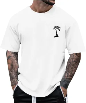 Mens Casual Shirts Graphic Round Neck Short Sleeve Loose Summer Fashion T-Shirt
