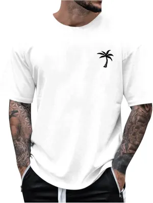 Mens Casual Shirts Graphic Round Neck Short Sleeve Loose Summer Fashion T-Shirt