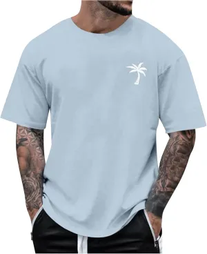 Mens Casual Shirts Graphic Round Neck Short Sleeve Loose Summer Fashion T-Shirt