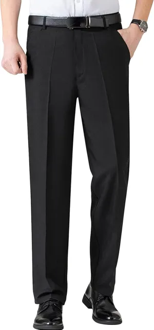 Men's Chino Flat Front Slim Fit Pant Casual Cotton Stretch Suit Pants Lightweight Skinny Fit Dress Pant (38,Black)