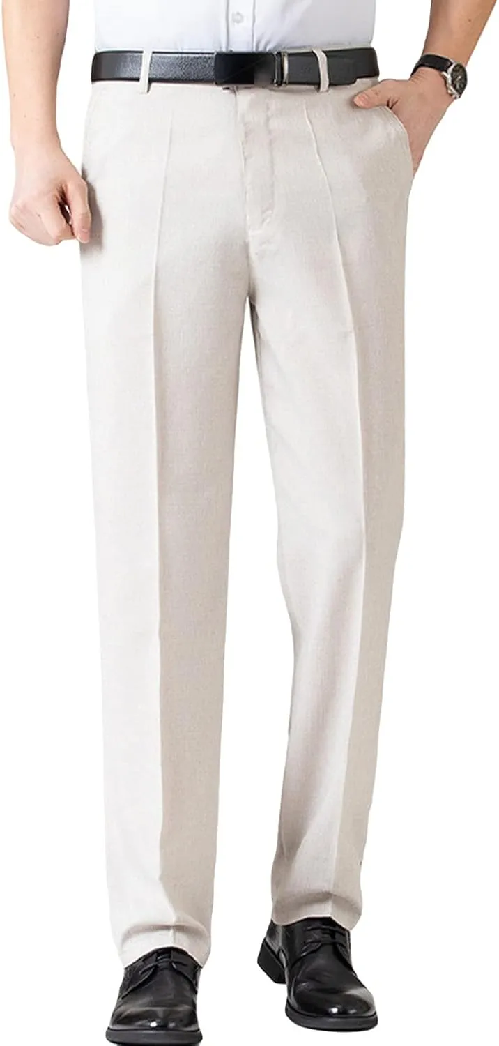 Men's Chino Flat Front Slim Fit Pant Casual Cotton Stretch Suit Pants Lightweight Skinny Fit Dress Pant (40,Light White)