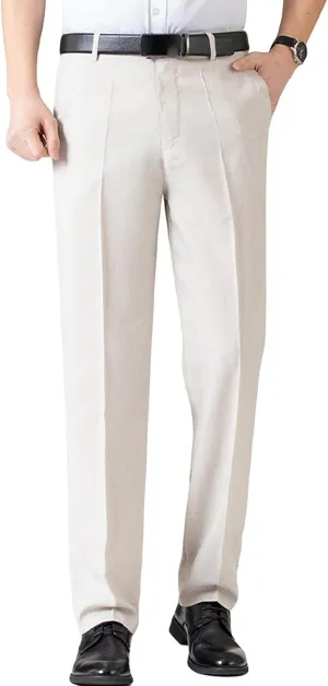 Men's Chino Flat Front Slim Fit Pant Casual Cotton Stretch Suit Pants Lightweight Skinny Fit Dress Pant (40,Light White)