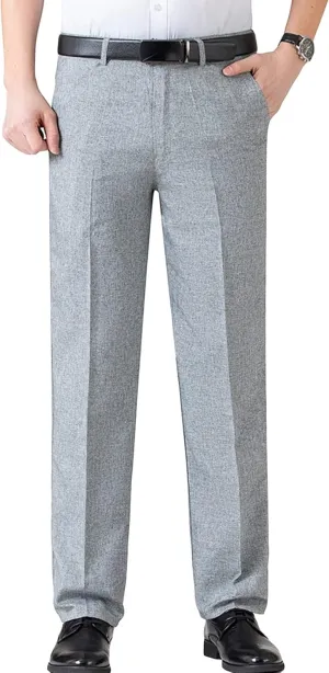 Men's Chino Flat Front Slim Fit Pant Casual Cotton Stretch Suit Pants Lightweight Skinny Fit Dress Pant (42,Light Grey)