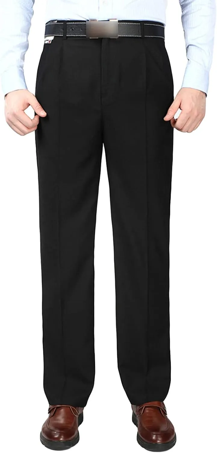 Men's Classic Fit Flat Front Dress Pants Skinny Casual Business Chino Pants Stretch Slim Fit Skinny Suit Pants (31,Black)