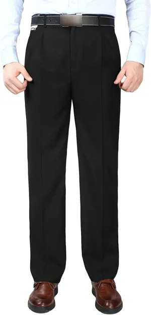 Men's Classic Fit Flat Front Dress Pants Skinny Casual Business Chino Pants Stretch Slim Fit Skinny Suit Pants (31,Black)
