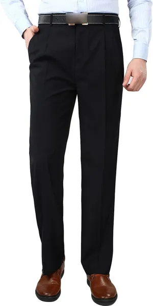 Men's Classic Fit Flat Front Dress Pants Skinny Casual Business Chino Pants Stretch Slim Fit Skinny Suit Pants (36,Dark Blue)