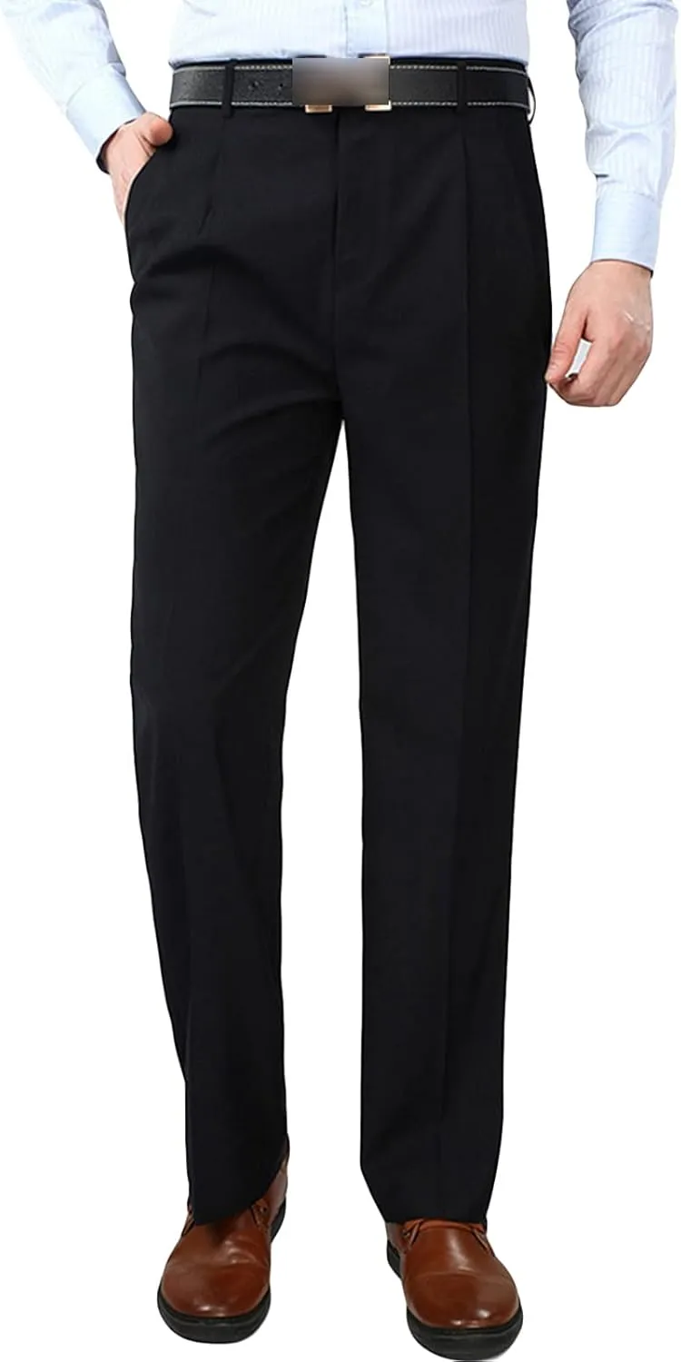Men's Classic Fit Flat Front Dress Pants Skinny Casual Business Chino Pants Stretch Slim Fit Skinny Suit Pants (38,Dark Blue)