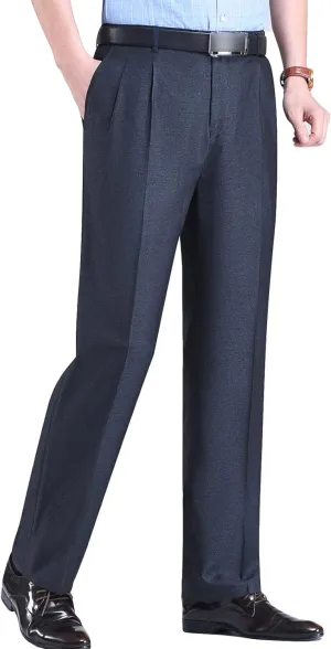 Men'S Classic Fit Flat Front Dress Pants Skinny Casual Business Chino Pants Stretch Slim Fit Skinny Suit Pants (40,Grey 1)