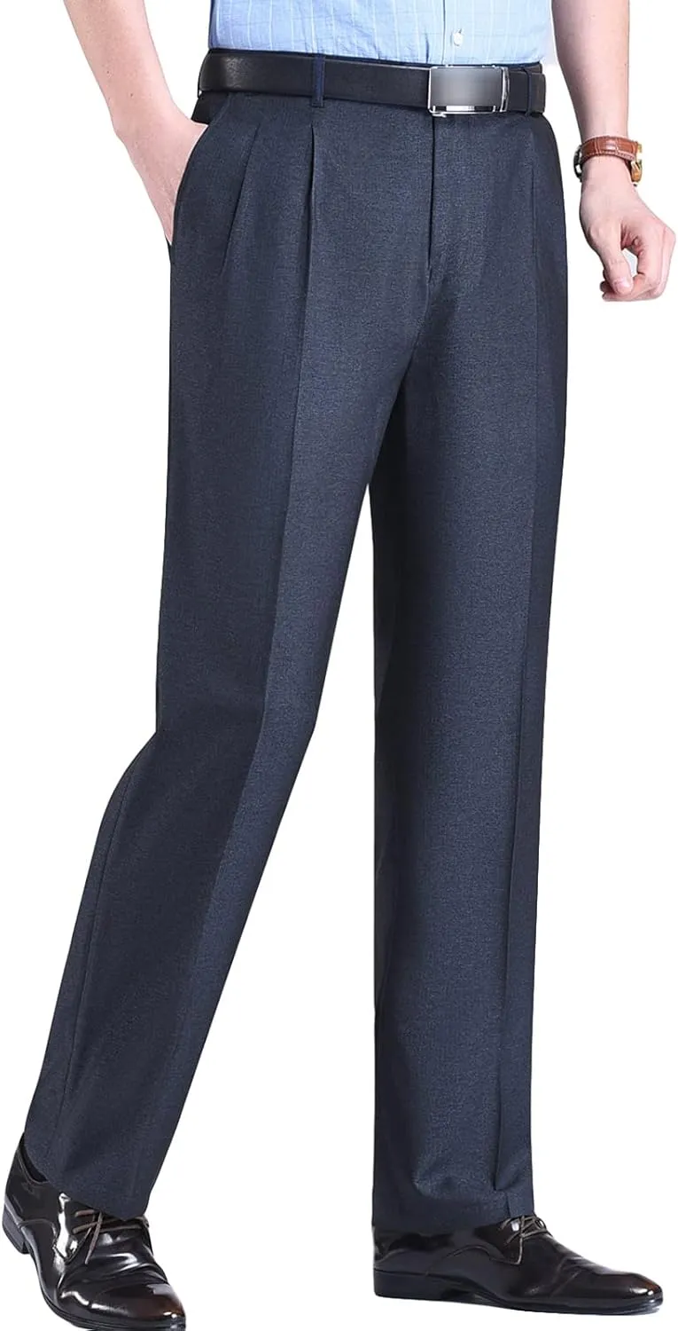 Men'S Classic Fit Flat Front Dress Pants Skinny Casual Business Chino Pants Stretch Slim Fit Skinny Suit Pants (40,Grey 1)