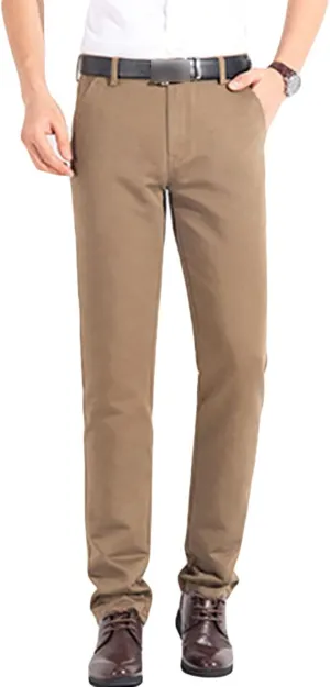 Men's Comfort Stretch Cotton Chino Pants Loose Casual Elastic Waist Trousers Flat-Front Dress Pants Sweatpants