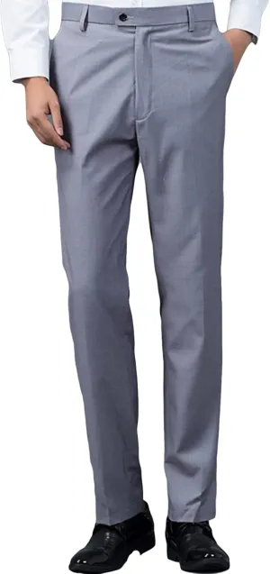 Men's Comfort Stretch Cotton Chino Pants Slim-Fit Washed Business Pant Skinny Vintage Cargo Dress Pant (Medium,Grey)