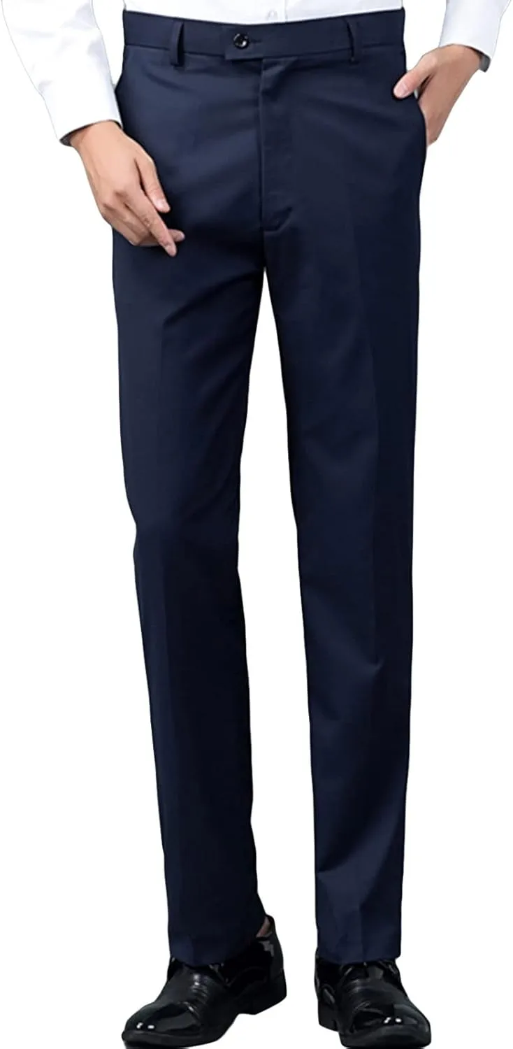 Men's Comfort Stretch Cotton Chino Pants Slim-Fit Washed Business Pant Skinny Vintage Cargo Dress Pant (X-Large,Dark Blue)