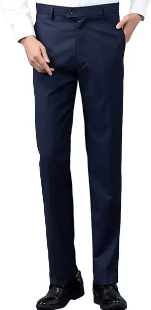 Men's Comfort Stretch Cotton Chino Pants Slim-Fit Washed Business Pant Skinny Vintage Cargo Dress Pant (X-Large,Dark Blue)