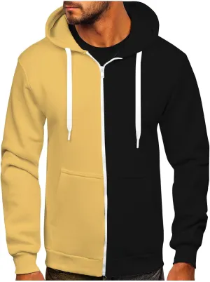 Men's Fall Outfits Hoodies Basic Zip Up Hoodie Long Sleeve Sweatshirts Classic Jacket Print Pullover Casual, M-6XL