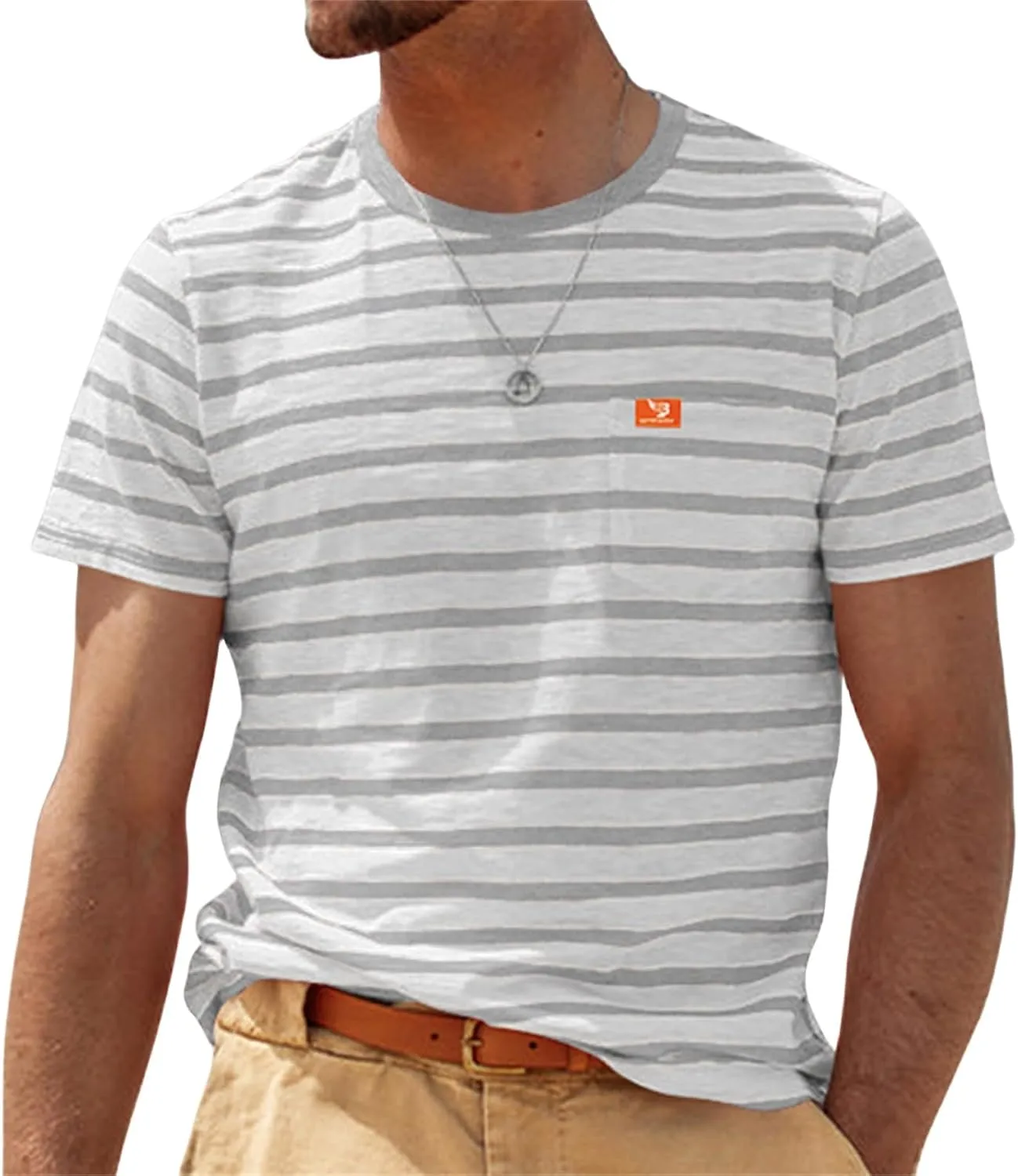 Mens Fashion T Shirts Striped Short Sleeve Crew Neck Sweatshirts Casual Outdoor Shirt Summer Beach Hawaiian T-Shirts