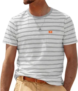 Mens Fashion T Shirts Striped Short Sleeve Crew Neck Sweatshirts Casual Outdoor Shirt Summer Beach Hawaiian T-Shirts